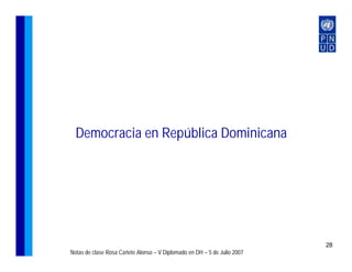 Democracia en República Dominicana




                                                                          28
Notas de clase Rosa Cañete Alonso – V Diplomado en DH – 5 de Julio 2007
 