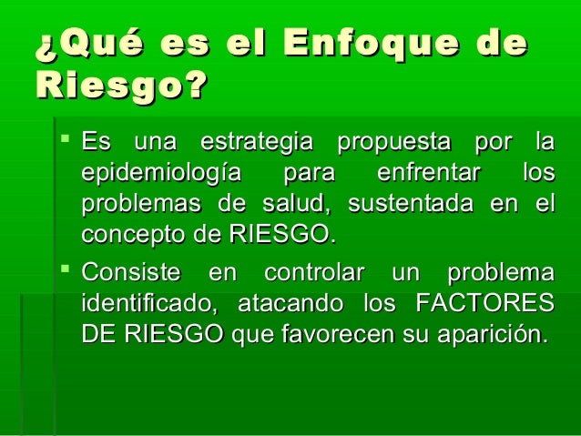 Resultado de imagen para ENFOQUE DE RIESGO
