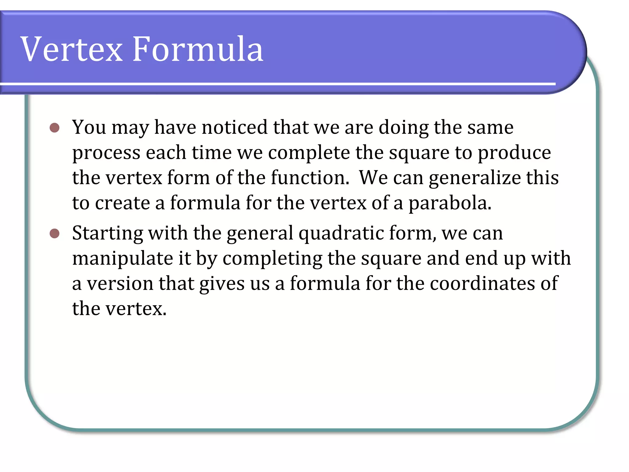 3.1 Quadratic Functions and Models