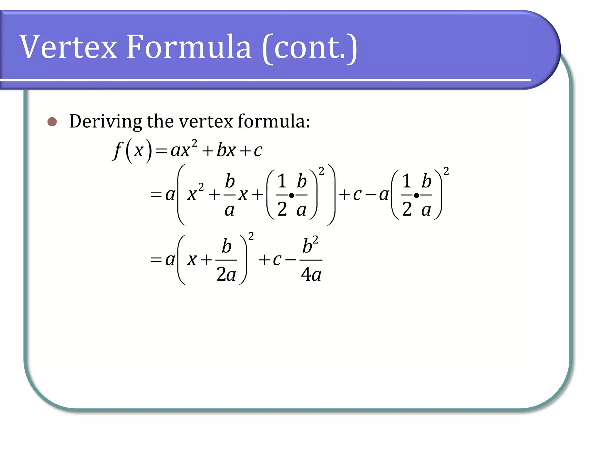 3.1 Quadratic Functions and Models