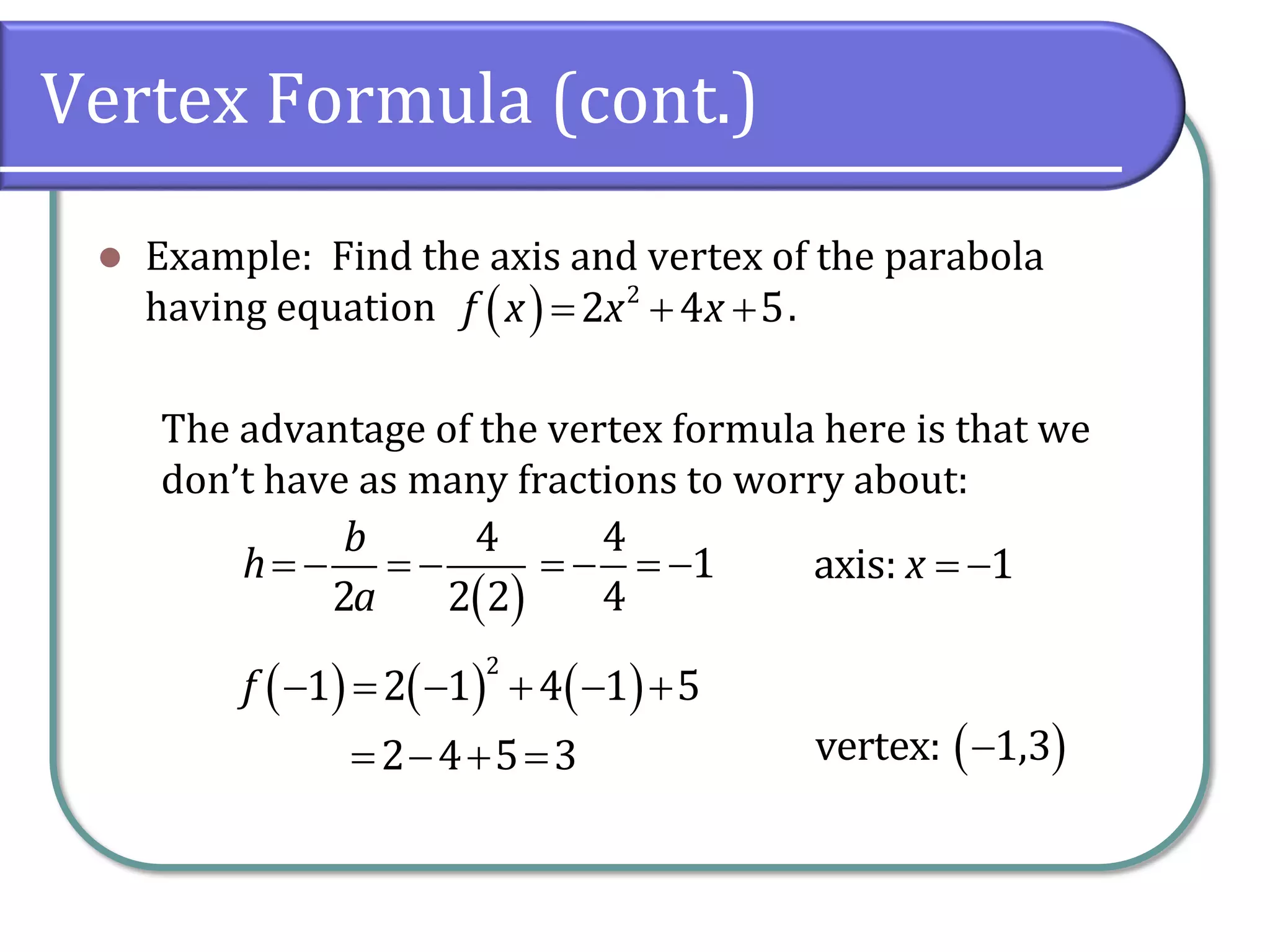 3.1 Quadratic Functions and Models