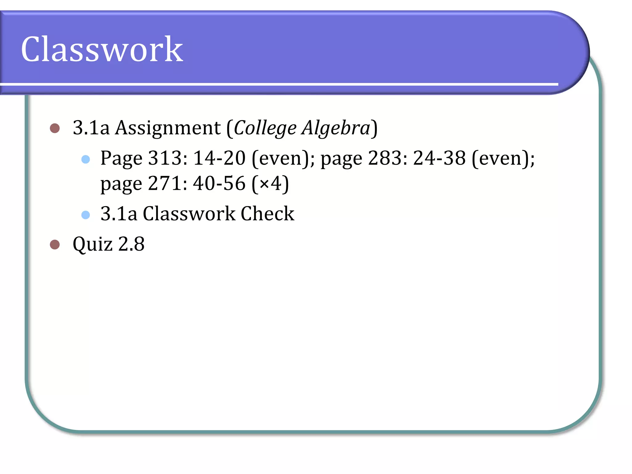 3.1 Quadratic Functions and Models