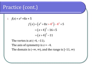 3.1 Quadratic Functions and Models