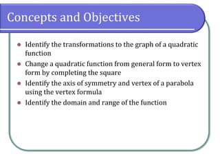 3.1 Quadratic Functions and Models
