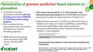 Research Program Genetic Gains (RPGG) Review Meeting 2021: Groundnut genomic tools and integration in breeding By Manish K. Pandey