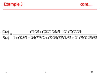 C(s)

G4G5G2G4G5H1G1G2G3G4
R(s) 1G2H1G4G5H2G2G4G5H1H2G1G2G3G4H2
Example 3 cont….
.. .. 18
 