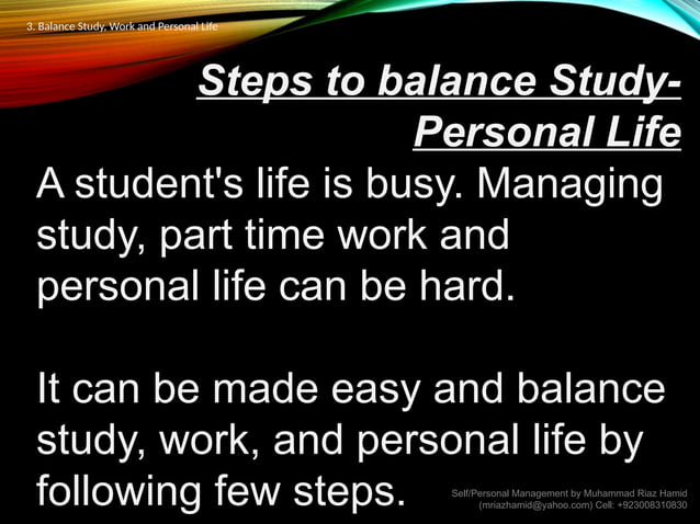 3. balance study work-personal life | PDF | Career Advice | Careers