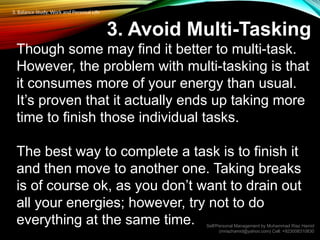 Avoid Tasking 3. balance study work-personal life | PDF