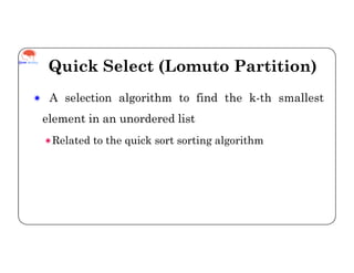Quick Select (Decrease and Conquer) | PPT