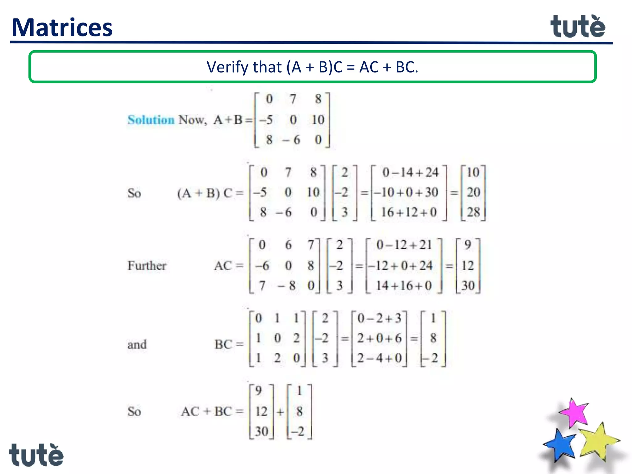 Matrices - multiplication of matrices | PPTX