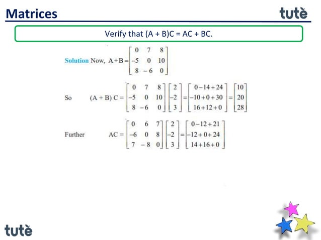 Matrices - multiplication of matrices | PPTX