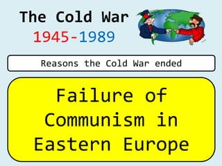 The Cold War
1945-1989
Failure of
Communism in
Eastern Europe
Reasons the Cold War ended
 
