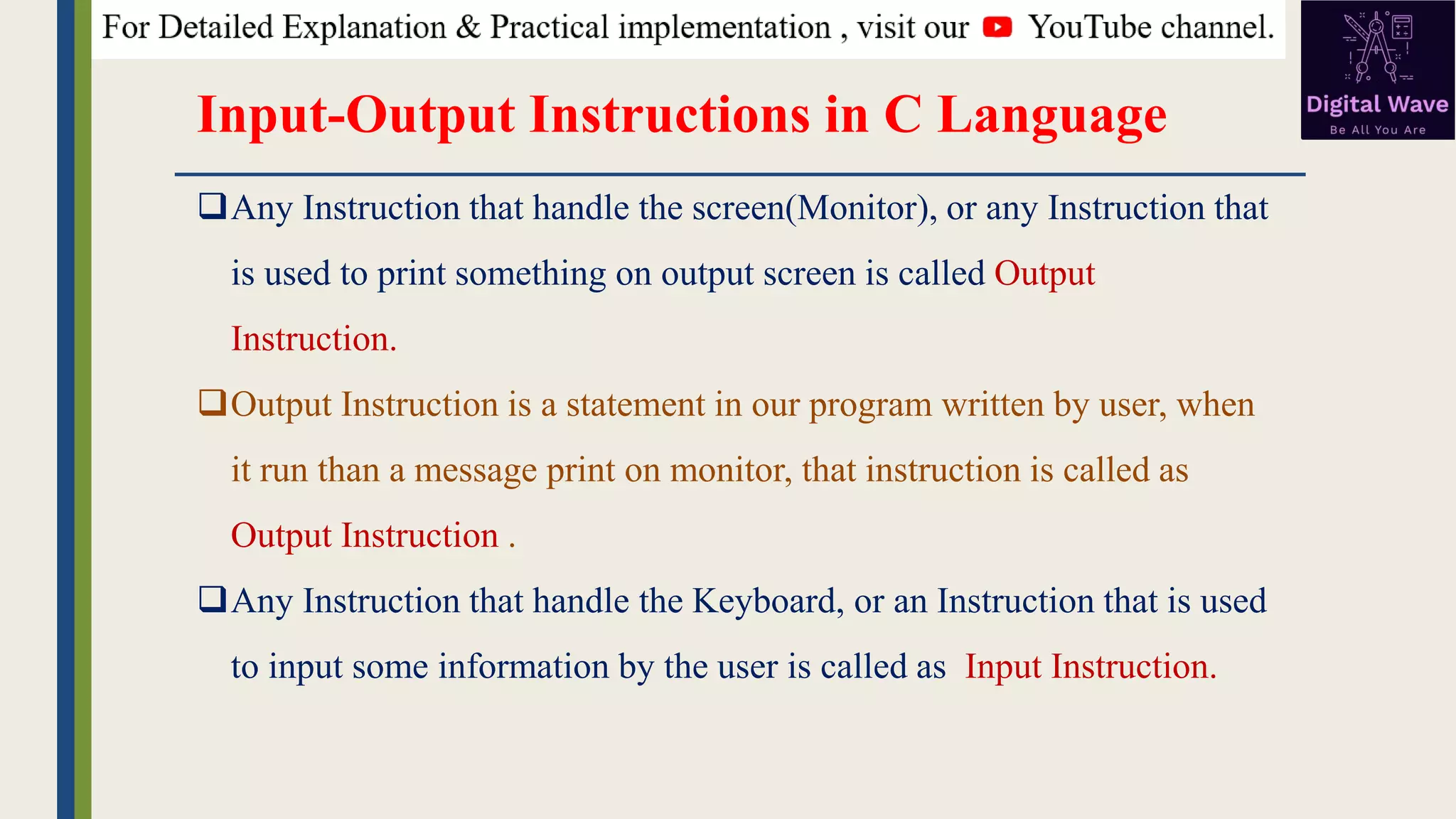 3. input output instruction in c programming by digital wave