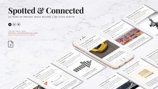 Spotted & Connected
10 YEARS OF PROVEN TRACK RECORD • MY STATS #10YTR
+ 3 3 ( 0 ) 7 8 4 1 1 - 1 4 2 6
R A P H A E L . C O U D E R C @ G M A I L . C O M
A B O U T . M E / R A P H A E L C O U D E R C
cv
 