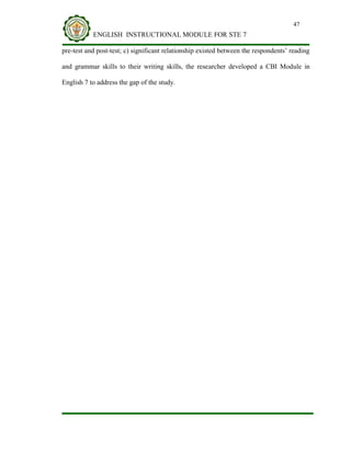 ENGLISH INSTRUCTIONAL MODULE FOR STE 7 | PDF