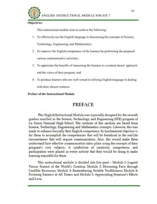 ENGLISH INSTRUCTIONAL MODULE FOR STE 7 | PDF