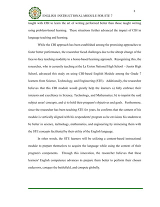 Cbi Intermediate Module ENGLISH INSTRUCTIONAL MODULE FOR STE 7 | PDF