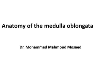 Anatomy of the medulla oblongata
Dr. Mohammed Mahmoud Mosaed
 