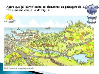 Agora que já identificaste os elementos da paisagem da 1,
faz o mesmo com a a da Fig. 2.
 