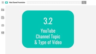 Video Channel Presentation
3.2
YouTube
Channel Topic
& Type of Video
 