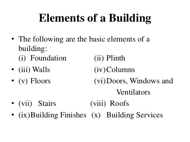 Elements of Building/home Built Environment