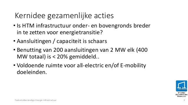Kernidee gezamenlijke acties
Klimaattafel Grootschalige opslag 3
Toekomstbestendige Energie-Infrastructuur
• Is HTM infras...