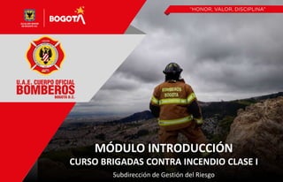 MÓDULO INTRODUCCIÓN
CURSO BRIGADAS CONTRA INCENDIO CLASE I
Subdirección de Gestión del Riesgo
 