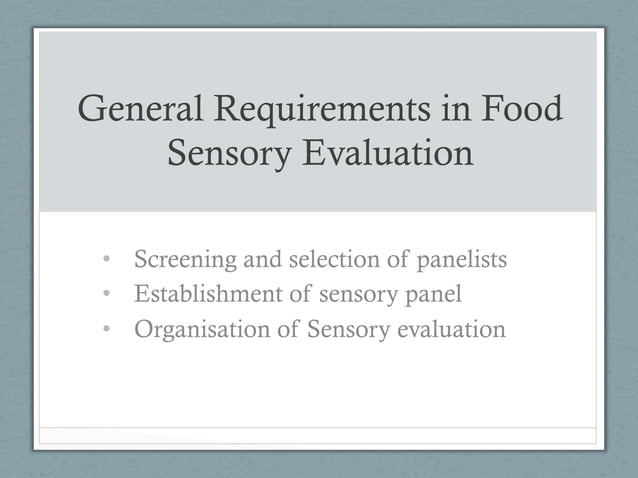 3. General requirements in sensory evaluation.pdf | Medical Tests ...