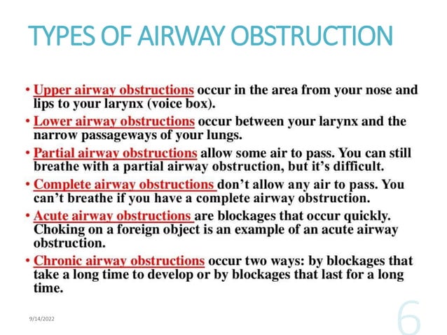All Of The Following Can Result In Airway Obstructions Except Airway obstruction | PPT