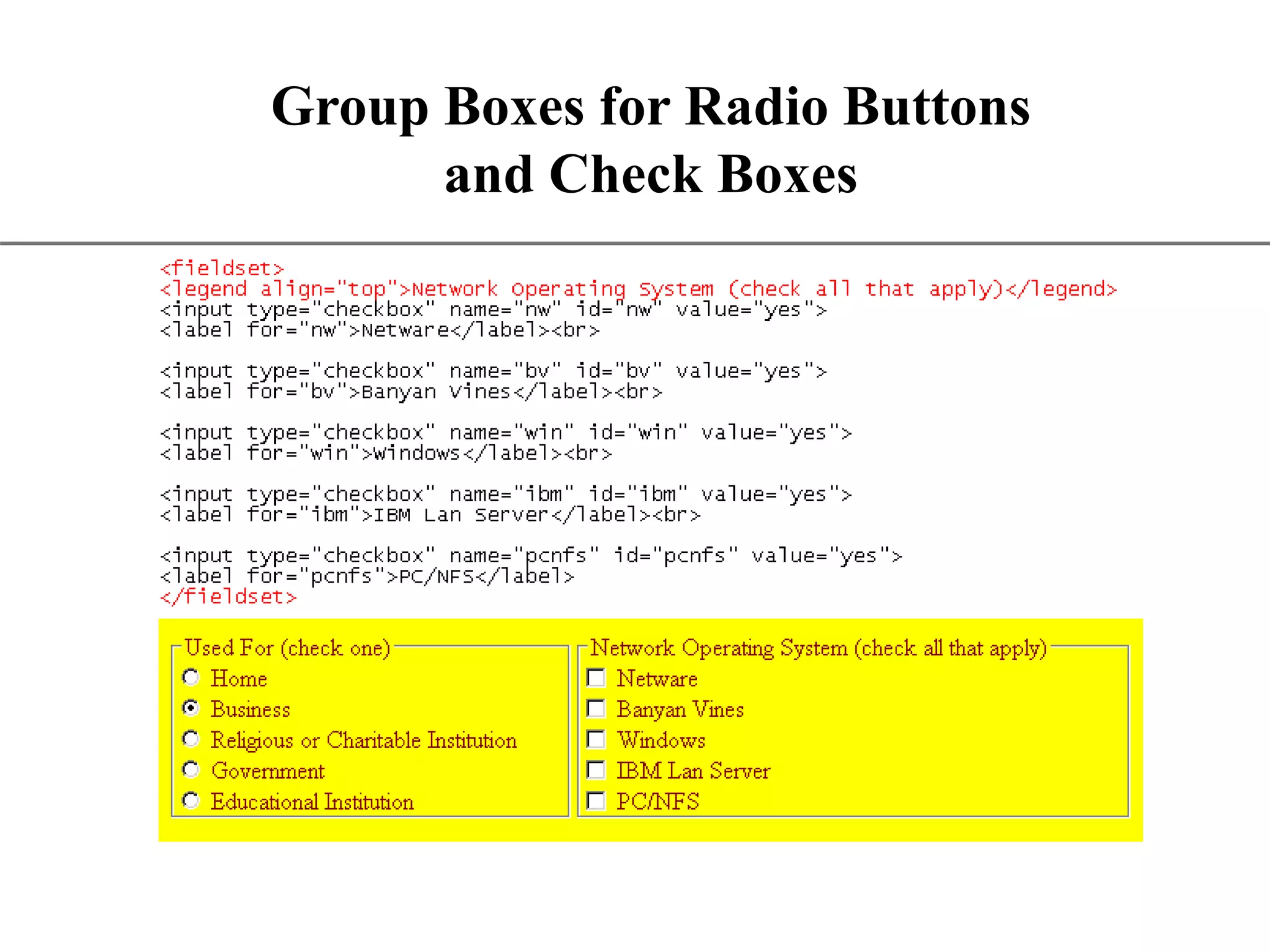 XP Group Boxes for Radio Buttons and Check Boxes 