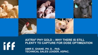 AXTRA® PHY GOLD – WHY THERE IS STILL
PLENTY TO CAPTURE FOR DOSE OPTIMIZATION
AMIR E. GHANE, PH. D. , PAS.
TECHNICAL SALES LEADER, ASPAC.
 