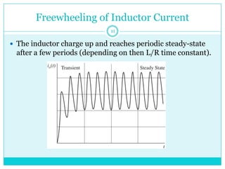 Freewheeling of Inductor Current
 The inductor charge up and reaches periodic steady-state
after a few periods (depending on then L/R time constant).
11
 
