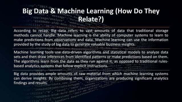 BIG DATA AND MACHINE LEARNING | PPTX | Internet | Computing