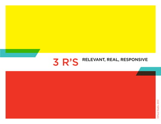 3 r’s   relevant, real, responsive




                                     ©Fluid Studio, 2010
 