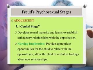 Freud’s Psychosexual Stages
O ADOLESCENT
5. “Genital Stage”
O Develops sexual maturity and learns to establish
satisfactor...