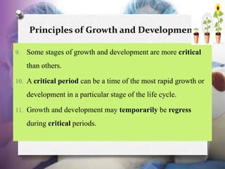 Principles of Growth and Development
9. Some stages of growth and development are more critical
than others.
10. A critica...