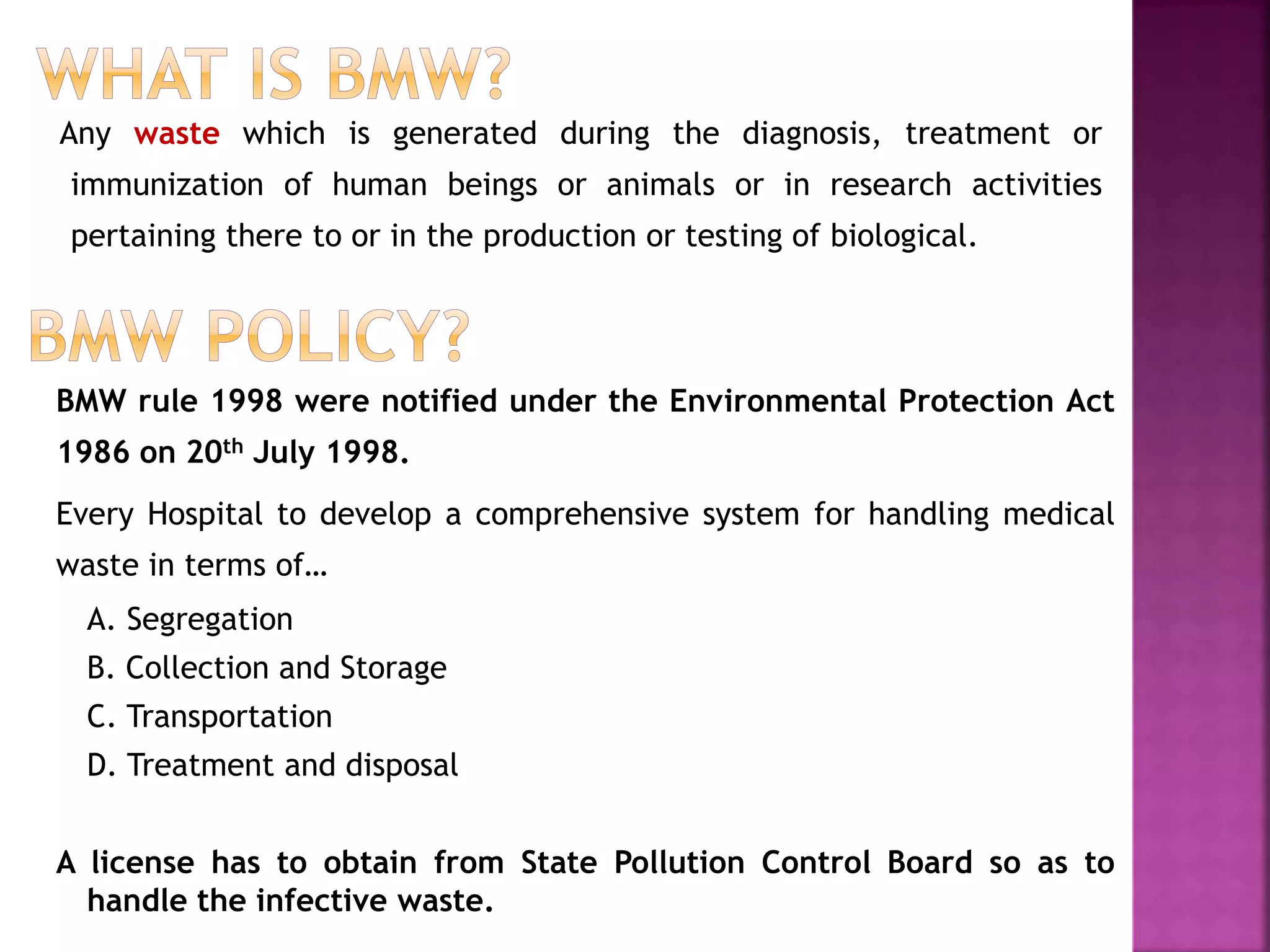 Bio medical waste (BMW) management | PPT