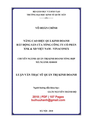 Luận văn Thạc sĩ: Nâng cao hiệu quả kinh doanh bất động sản của công ty