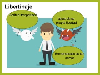 Libertinaje
Actitud irrespetuosa
abuso de su
propia libertad
Enmenoscabo de los
demás
 