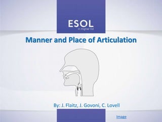 1
By: J. Flaitz, J. Govoni, C. Lovell
Manner and Place of Articulation
Image
 