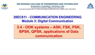 3.4_OOK systems – ASK, FSK, PSK, BPSK, QPSK, applications of Data ...