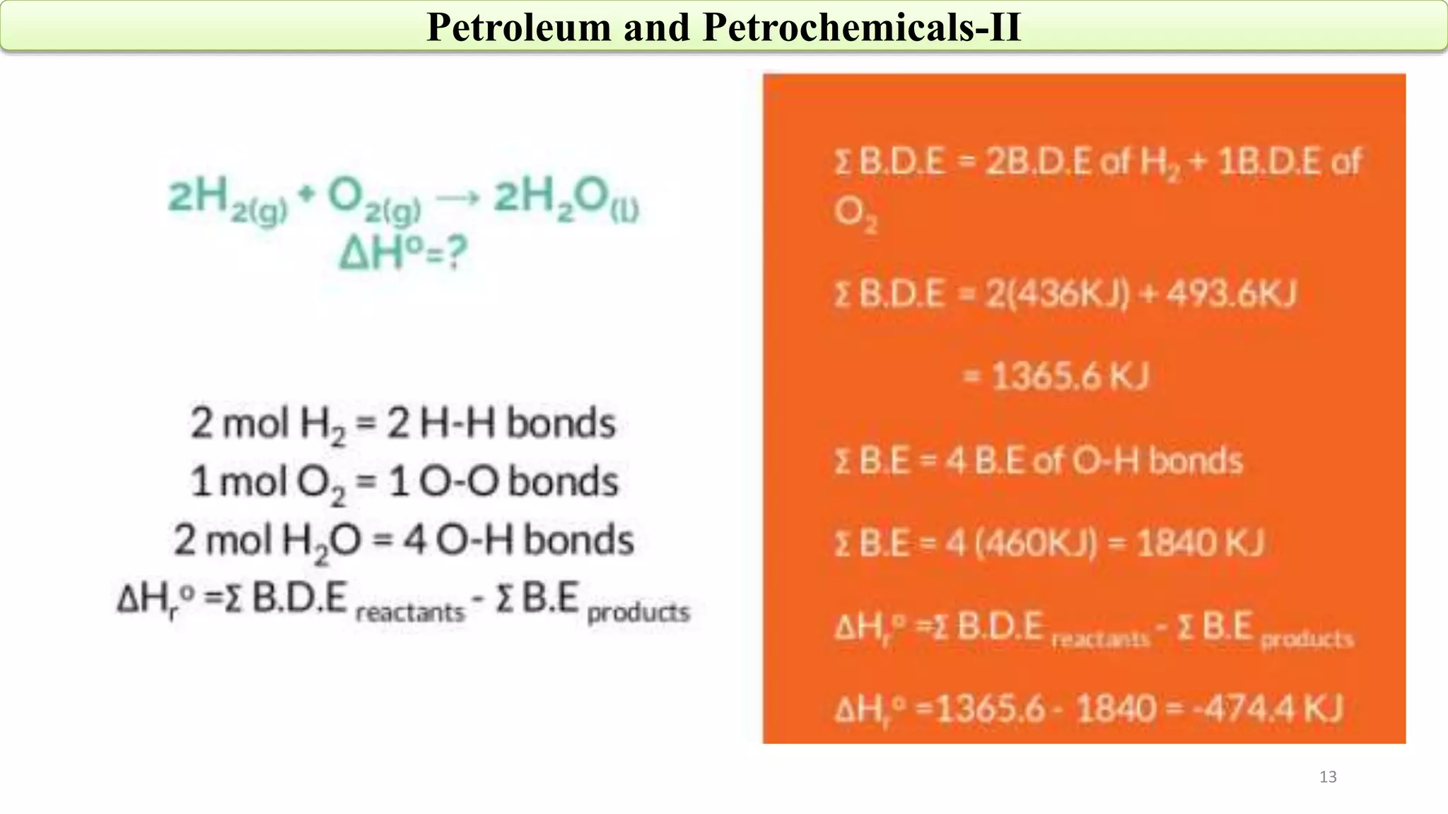 13
Petroleum and Petrochemicals-II