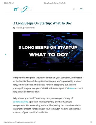 3 Long Beeps On Startup: What To Do?