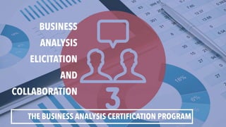 BUSINESS
ANALYSIS
ELICITATION
AND
COLLABORATION
THE BUSINESS ANALYSIS CERTIFICATION PROGRAM
 