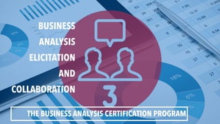 BUSINESS
ANALYSIS
ELICITATION
AND
COLLABORATION
THE BUSINESS ANALYSIS CERTIFICATION PROGRAM
 