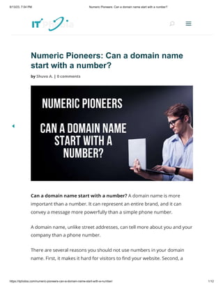Numeric Pioneers: Can a domain name start with a number?