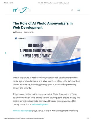 The Role of AI Photo Anonymizers in Web Development