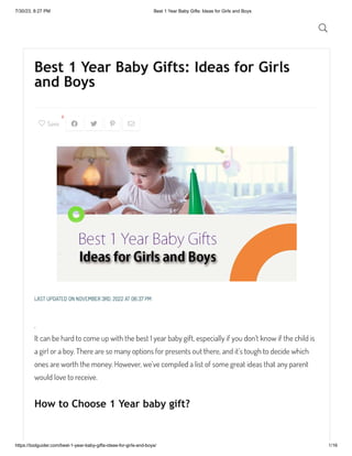 Best 1 Year Baby Gifts: Ideas for Girls and Boys