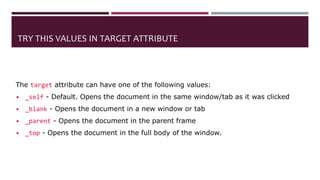 TRY THIS VALUES IN TARGET ATTRIBUTE
The target attribute can have one of the following values:
• _self - Default. Opens the document in the same window/tab as it was clicked
• _blank - Opens the document in a new window or tab
• _parent - Opens the document in the parent frame
• _top - Opens the document in the full body of the window.
 