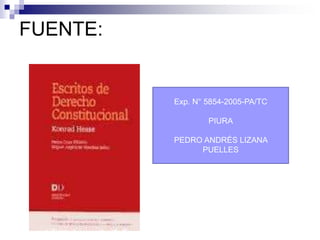 FUENTE:
Exp. N° 5854-2005-PA/TC
PIURA
PEDRO ANDRÉS LIZANA
PUELLES
 